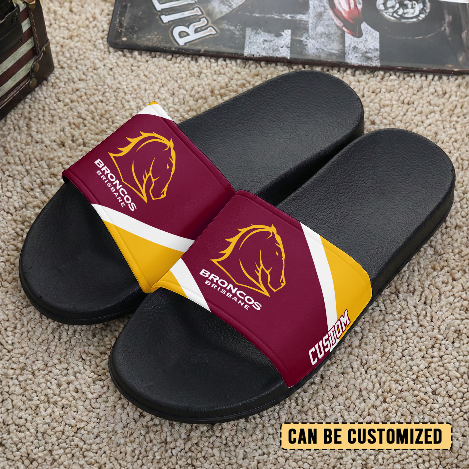 Auspiritmerch Brisbane Broncos Personalized Sports Slippers Gift For Fans