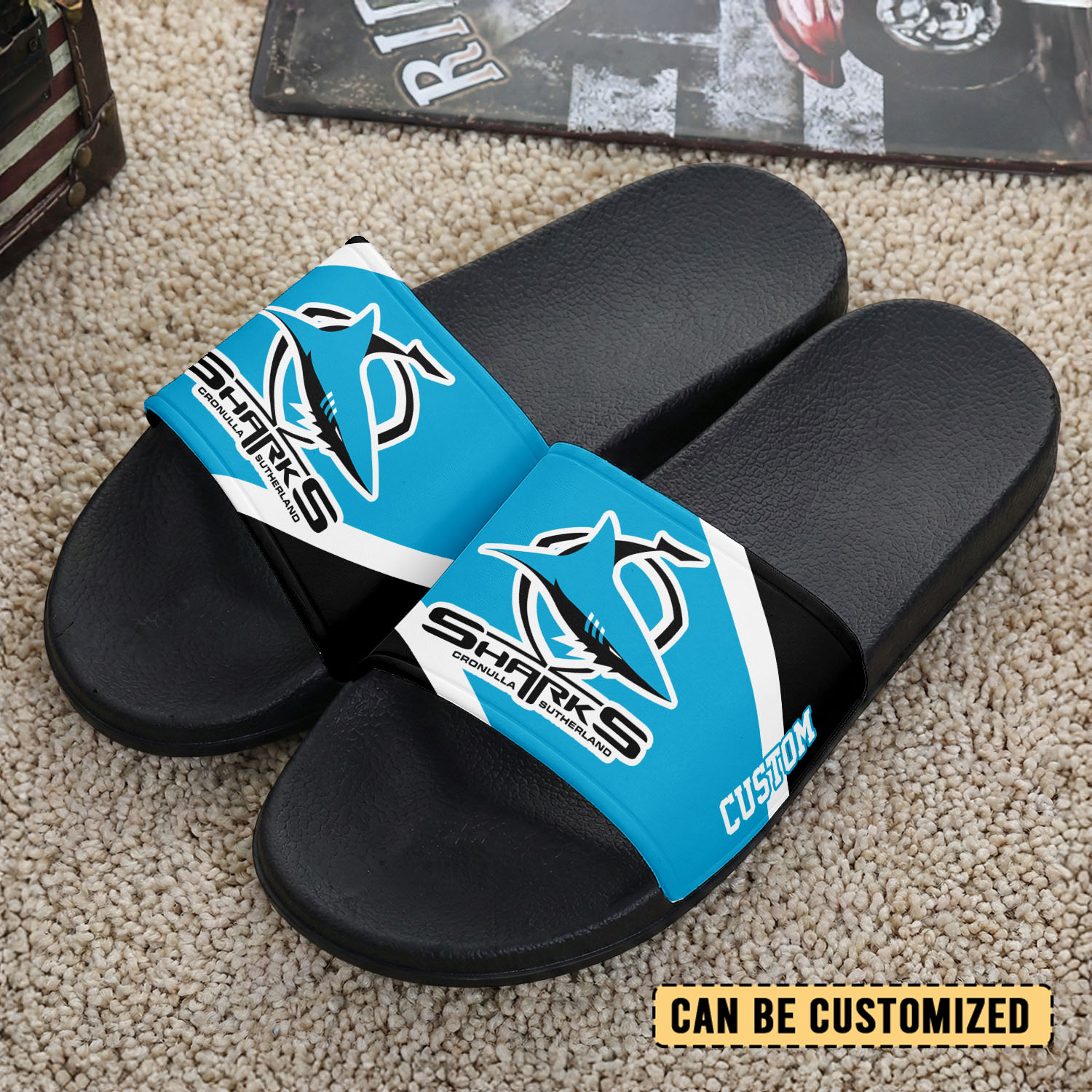 Auspiritmerch Cronulla-Sutherland Sharks Personalized Sports Slippers Gift For Fans