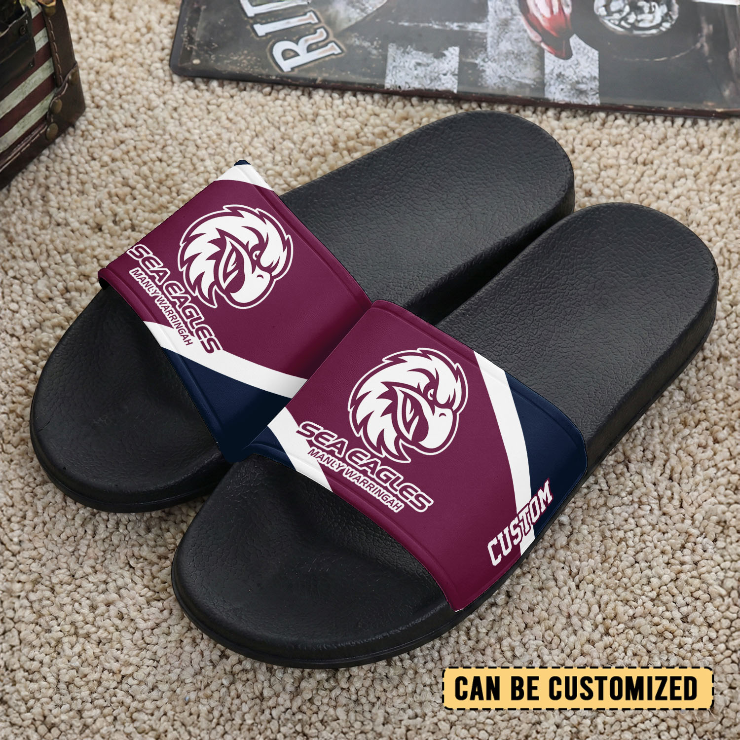 Auspiritmerch Manly Warringah Sea Eagles Personalized Sports Slippers Gift For Fans