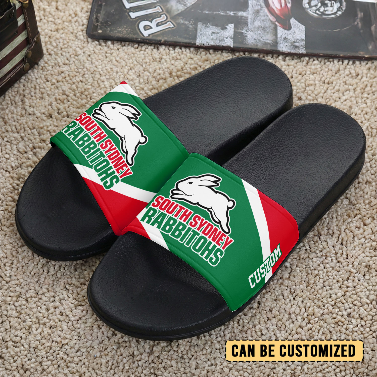 Auspiritmerch South Sydney Rabbitohs Personalized Sports Slippers Gift For Fans