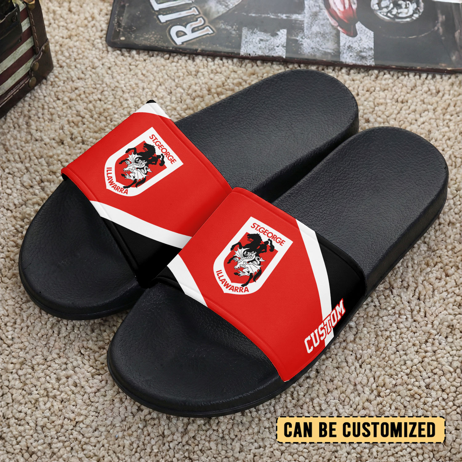 Auspiritmerch St. George Illawarra Dragons Personalized Sports Slippers Gift For Fans