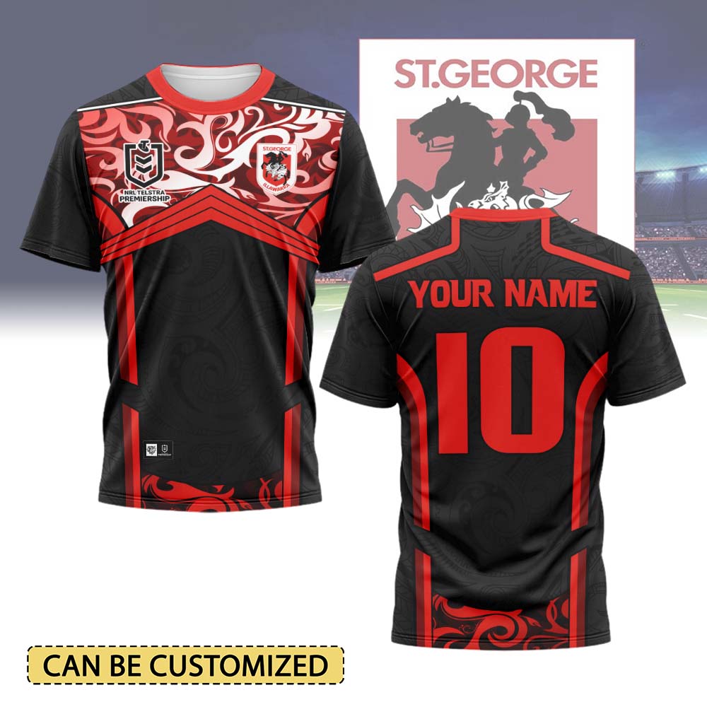 Auspiritmerch St. George Illawarra Dragons Personalized T Shirt Gift For Fans