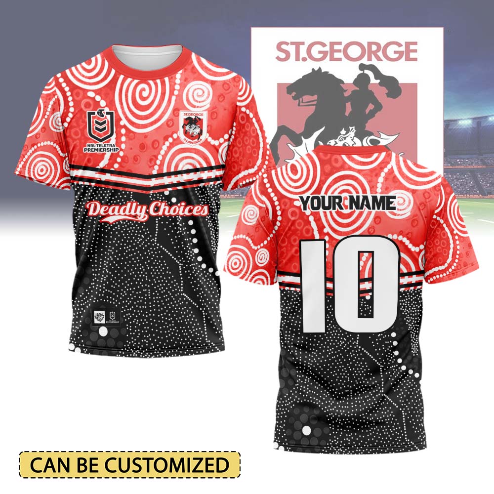 Auspiritmerch St. George Illawarra Dragons Personalized T Shirt Gift For Fans