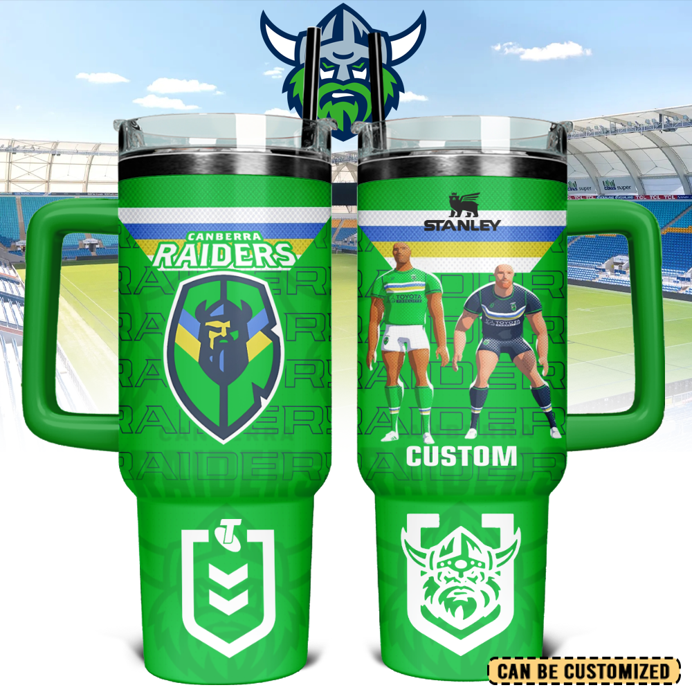 Auspiritmerch Canberra Raiders Custom Stanley Quencher 40oz Stainless Steel Tumbler With Handle
