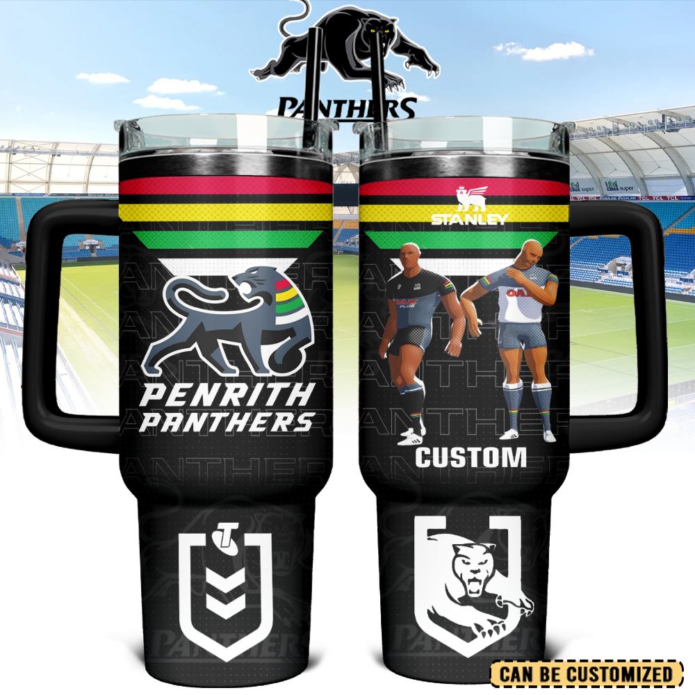 Auspiritmerch Penrith Panthers Custom Stanley Quencher 40oz Stainless Steel Tumbler With Handle