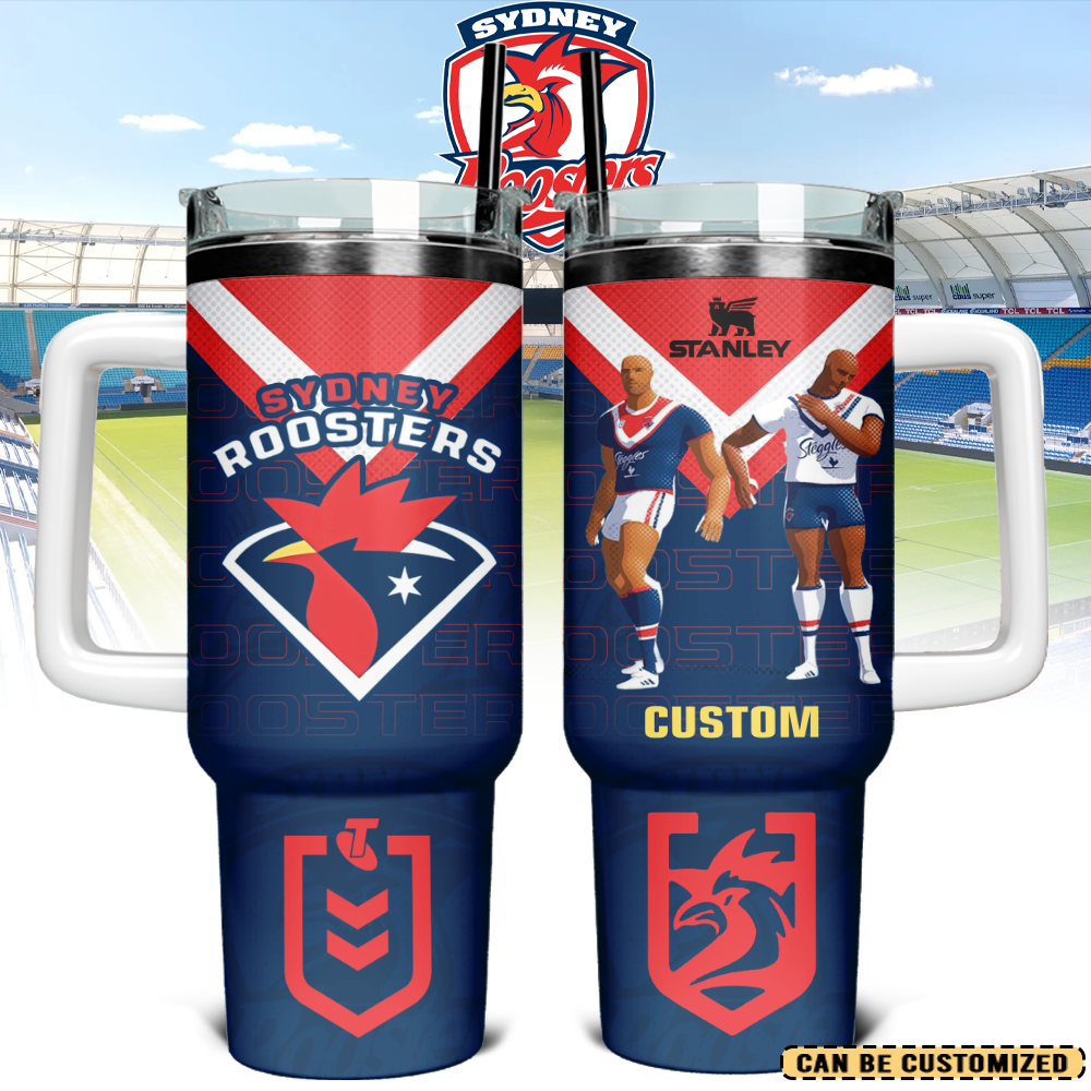 Auspiritmerch Sydney Roosters Custom Stanley Quencher 40oz Stainless Steel Tumbler With Handle