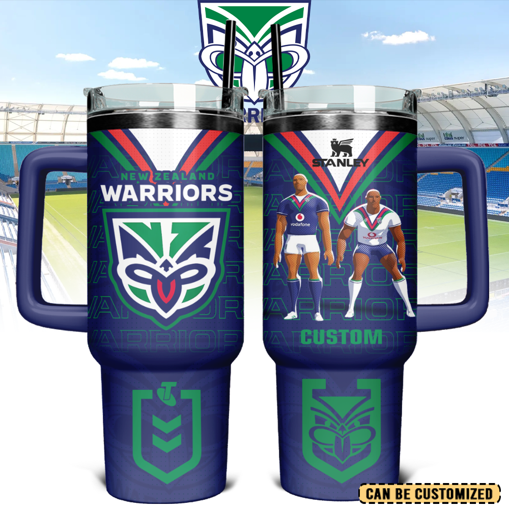 Auspiritmerch New Zealand Warriors Custom Stanley Quencher 40oz Stainless Steel Tumbler With Handle