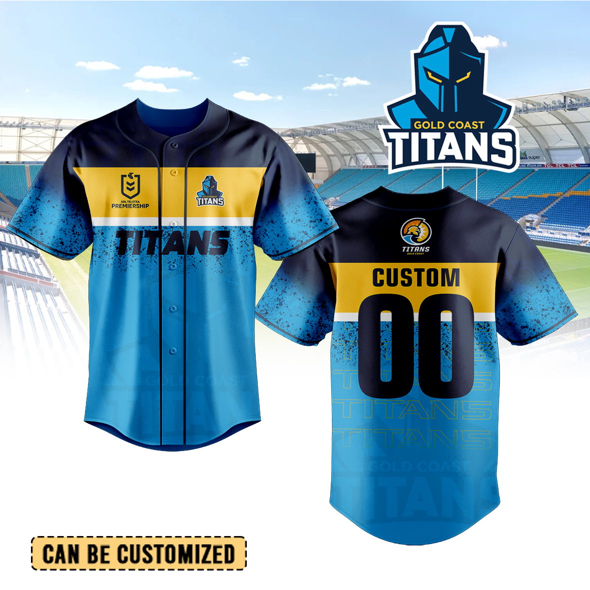Auspiritmerch Gold Coast Titans Personalized Baseball Jersey Gifts For Fans