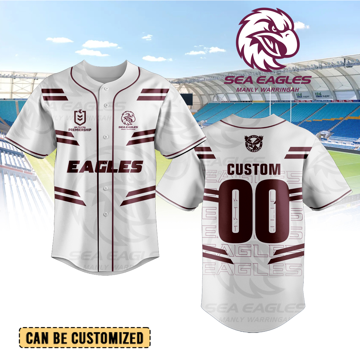Auspiritmerch Manly Warringah Sea Eagles Personalized Baseball Jersey Gifts For Fans