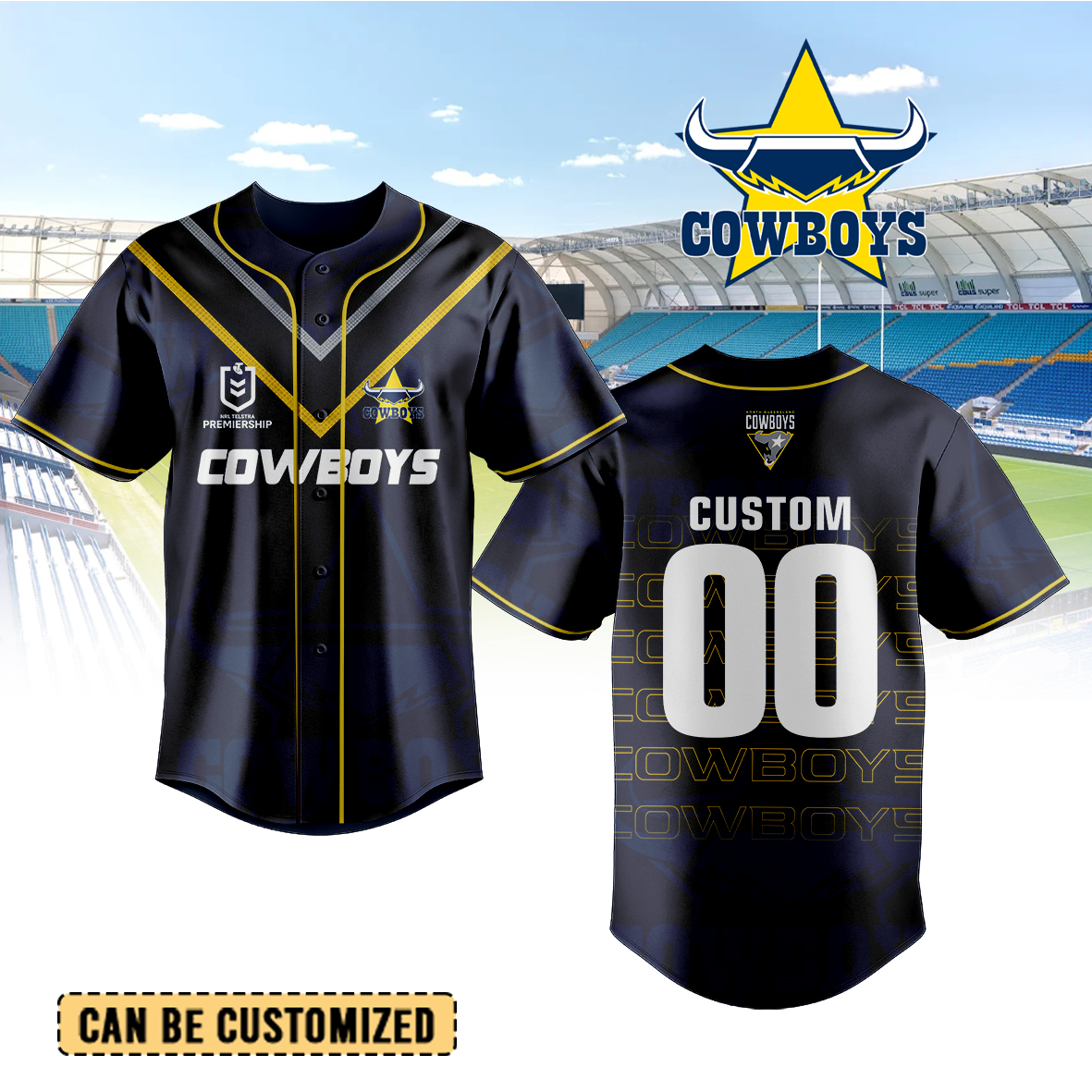 Auspiritmerch North Queensland Cowboys Personalized Baseball Jersey Gifts For Fans