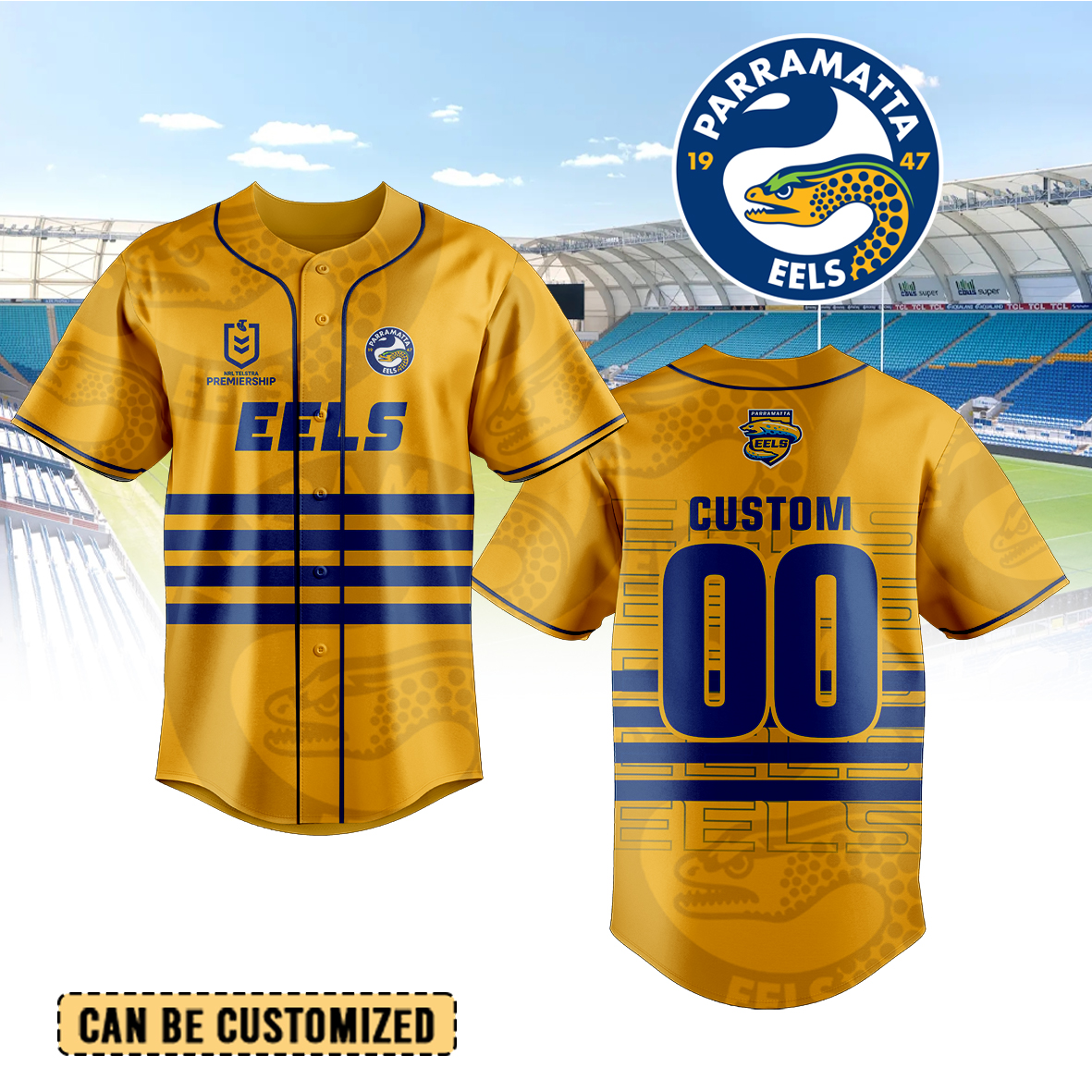 Auspiritmerch Parramatta Eels Personalized Baseball Jersey Gifts For Fans
