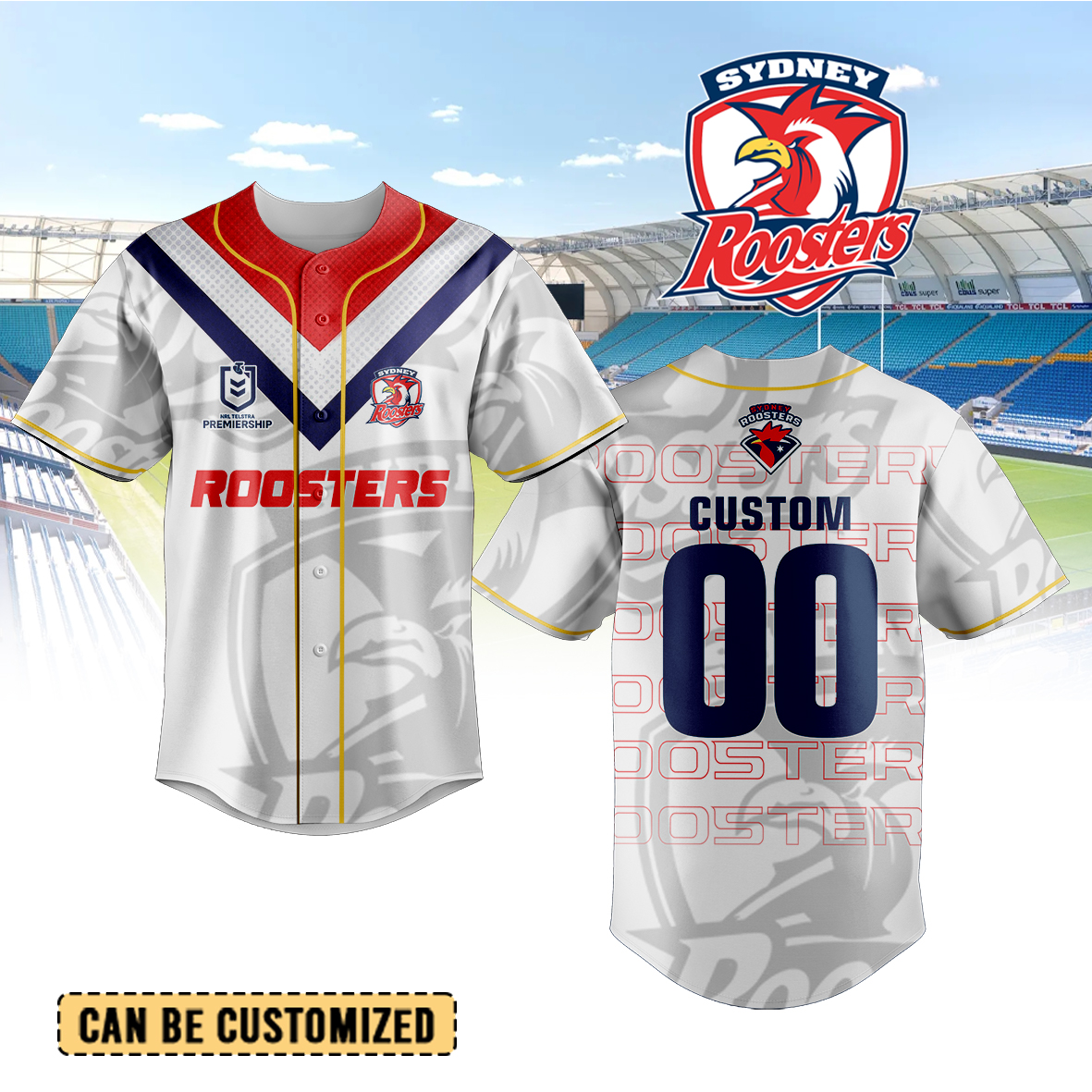 Auspiritmerch Sydney Roosters Personalized Baseball Jersey Gifts For Fans