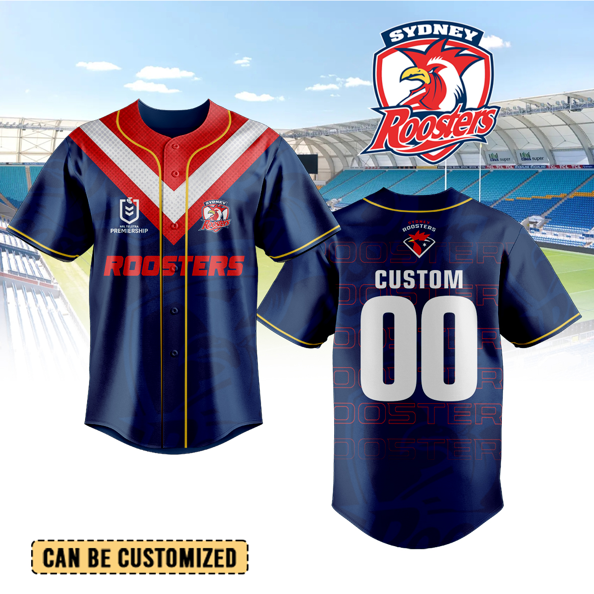 Auspiritmerch Sydney Roosters Personalized Baseball Jersey Gifts For Fans