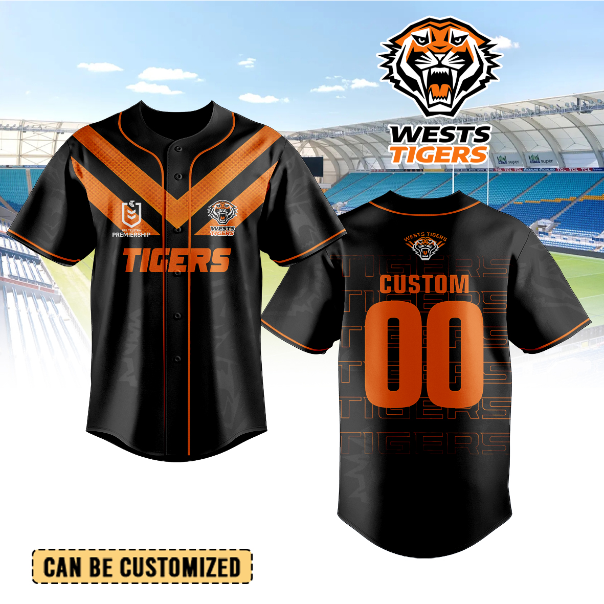 Auspiritmerch Wests Tigers Personalized Baseball Jersey Gifts For Fans