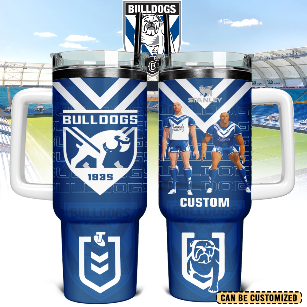 Auspiritmerch Canterbury-Bankstown Bulldogs Custom Stanley Quencher 40oz Stainless Steel Tumbler With Handle