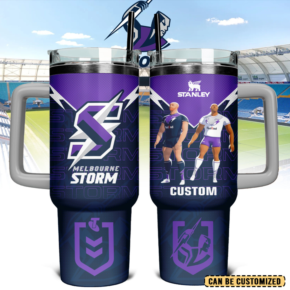 Auspiritmerch Melbourne Storm Custom Stanley Quencher 40oz Stainless Steel Tumbler With Handle