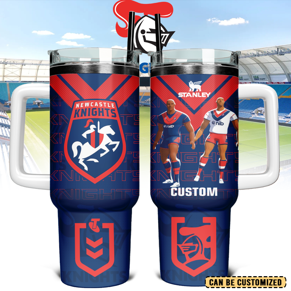 Auspiritmerch Newcastle Knights Custom Stanley Quencher 40oz Stainless Steel Tumbler With Handle