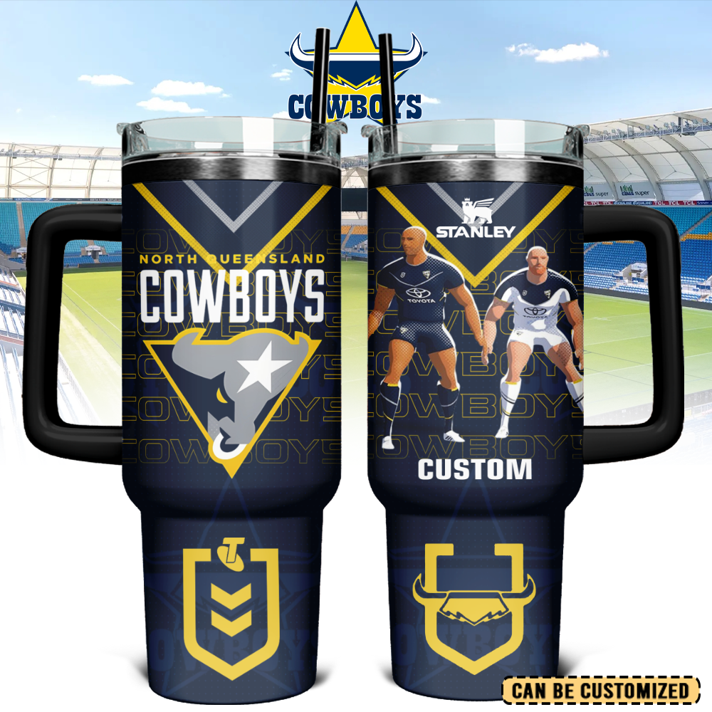 Auspiritmerch North Queensland Cowboys Custom Stanley Quencher 40oz Stainless Steel Tumbler With Handle