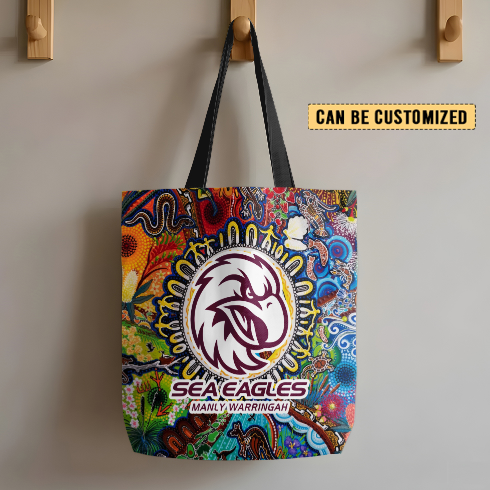 Auspiritmerch Manly Warringah Sea Eagles Personalized Tote Bags Gift For Fans