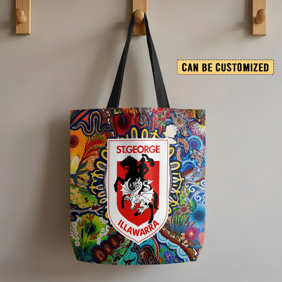 Auspiritmerch St. George Illawarra Dragons Personalized Tote Bags Gift For Fans