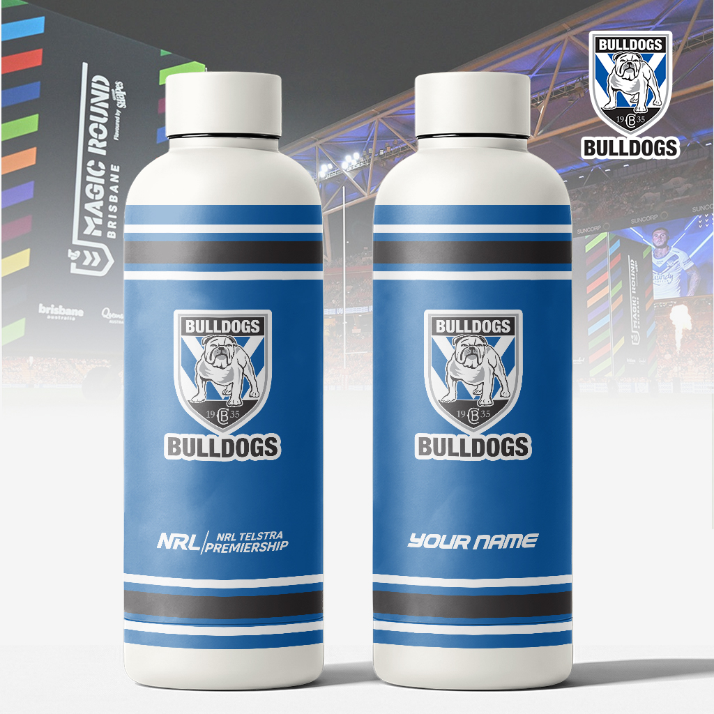 Auspiritmerch Canterbury-Bankstown Bulldogs Personalized Metal Water Bottle Gift For Fans