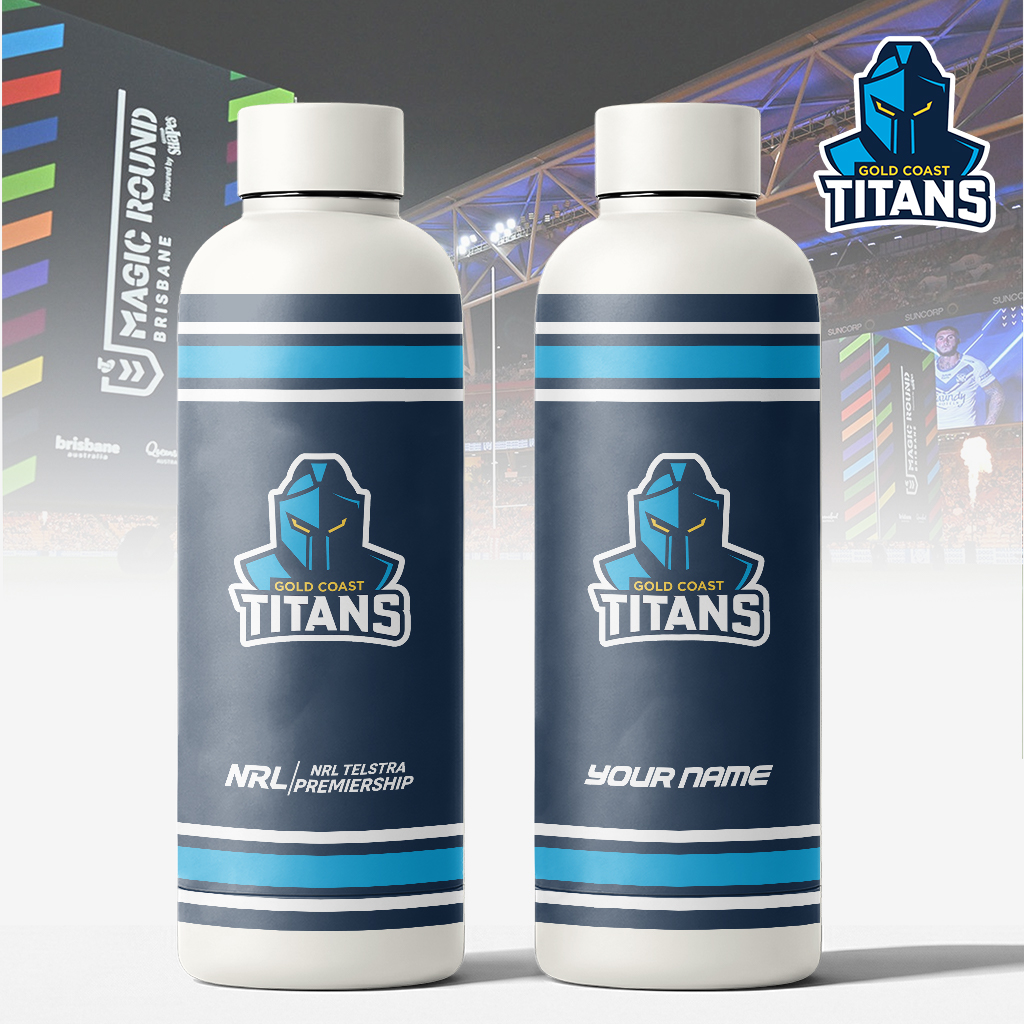 Auspiritmerch Gold Coast Titans Personalized Metal Water Bottle Gift For Fans