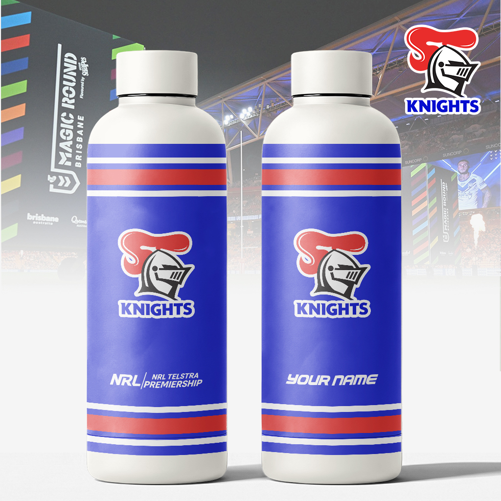 Auspiritmerch Newcastle Knights Personalized Metal Water Bottle Gift For Fans