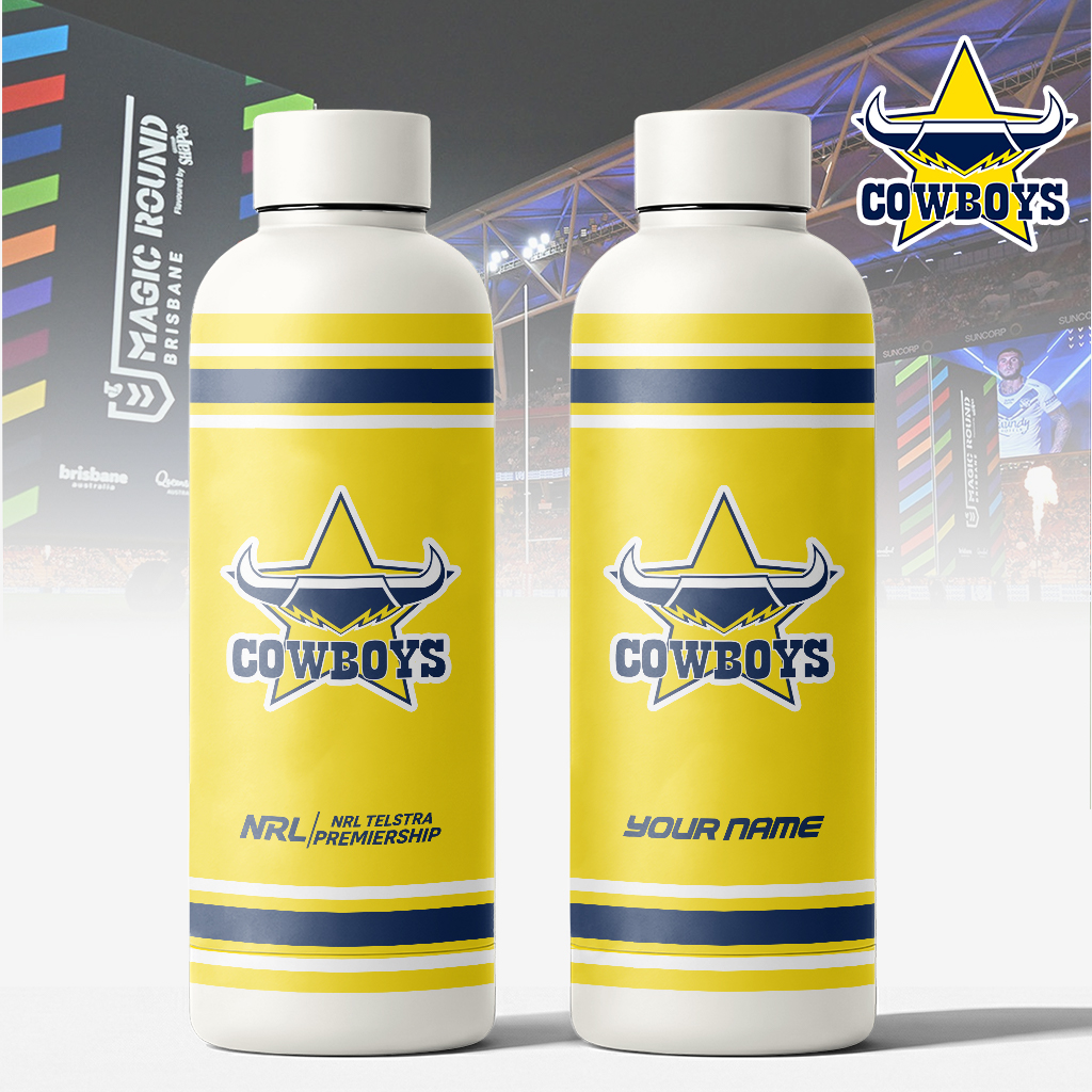 Auspiritmerch North Queensland Cowboys Personalized Metal Water Bottle Gift For Fans