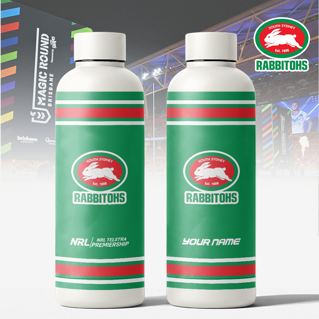 Auspiritmerch South Sydney Rabbitohs Personalized Metal Water Bottle Gift For Fans