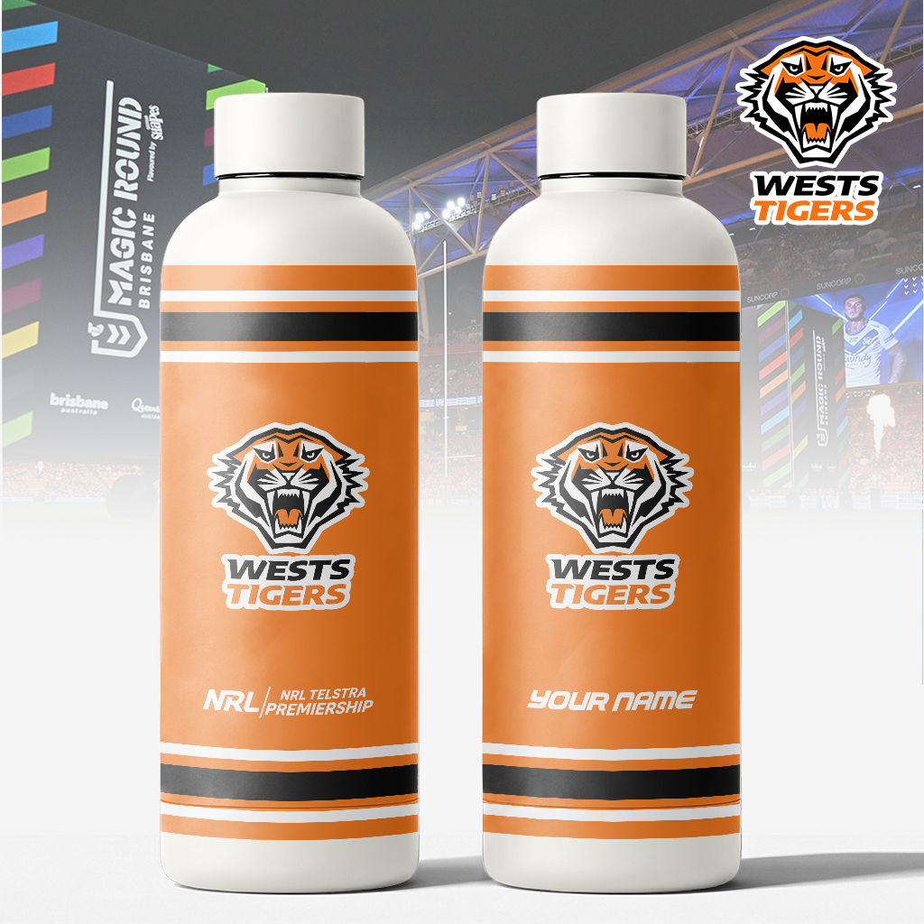 Auspiritmerch Wests Tigers Personalized Metal Water Bottle Gift For Fans