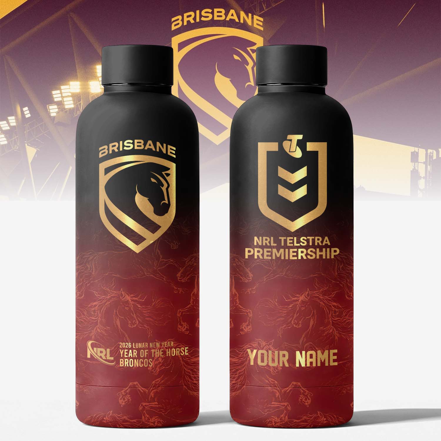 Auspiritmerch Brisbane Broncos Personalized Metal Water Bottle Gift For Fans