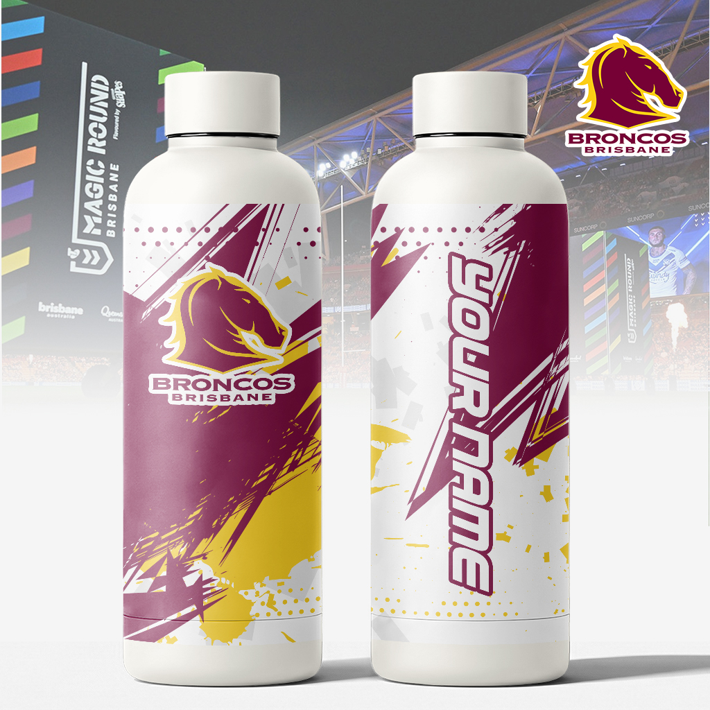 Auspiritmerch Brisbane Broncos Personalized Metal Water Bottle Gift For Fans