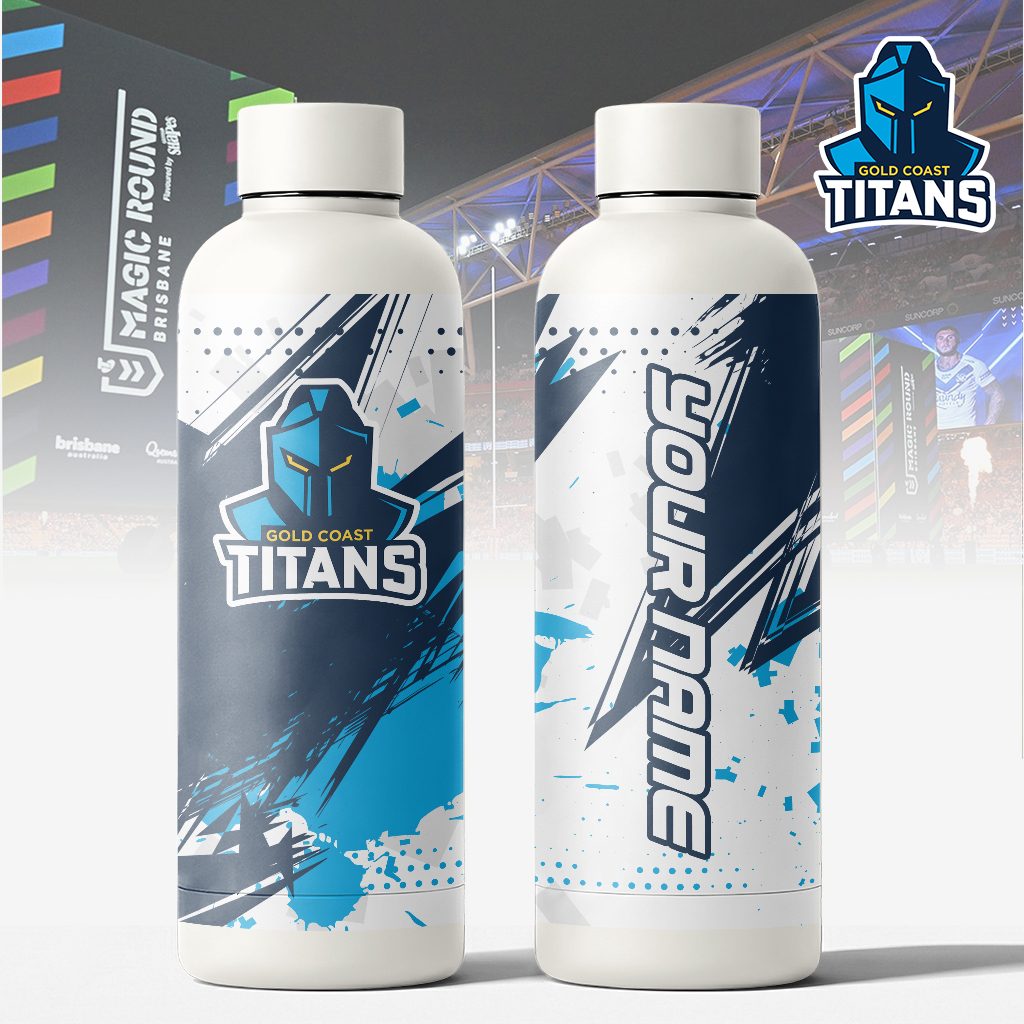 Auspiritmerch Gold Coast Titans Personalized Metal Water Bottle Gift For Fans