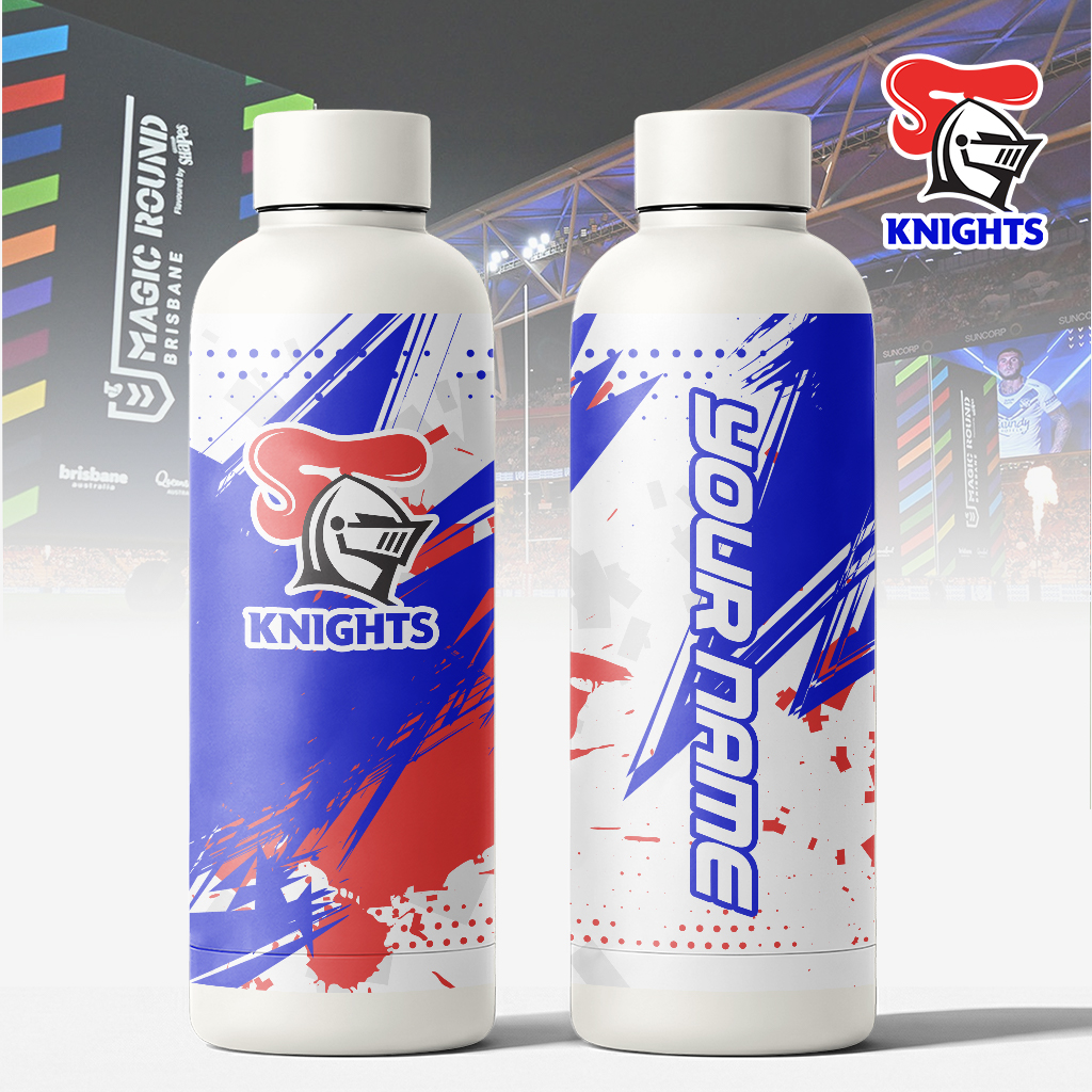 Auspiritmerch Newcastle Knights Personalized Metal Water Bottle Gift For Fans