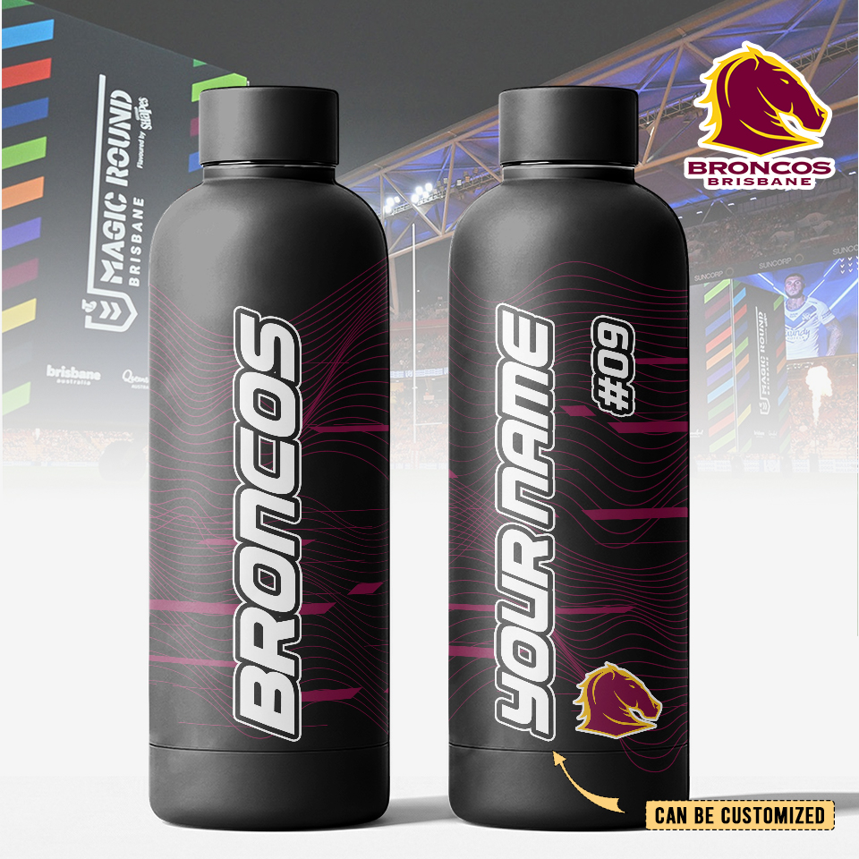 Auspiritmerch Brisbane Broncos Personalized Metal Water Bottle Gift For Fans