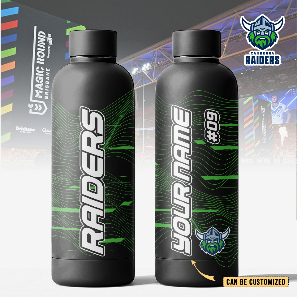 Auspiritmerch Canberra Raiders Personalized Metal Water Bottle Gift For Fans