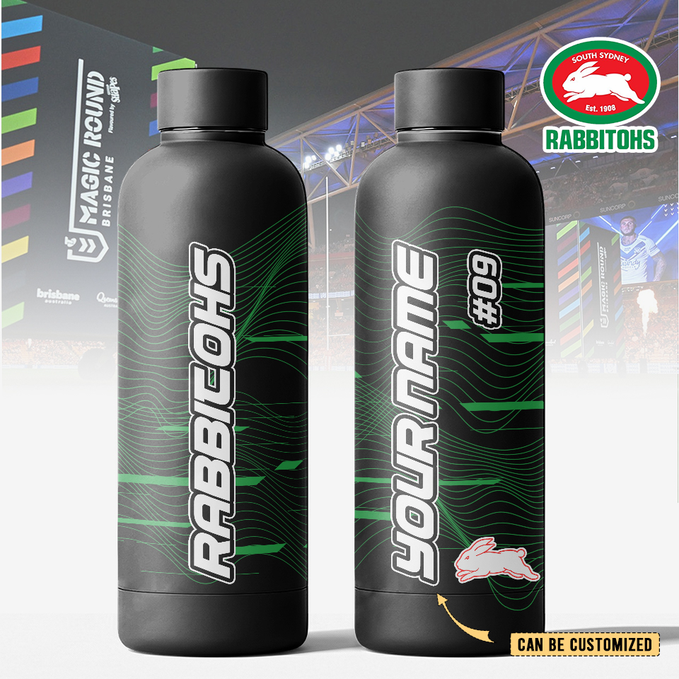 Auspiritmerch South Sydney Rabbitohs Personalized Metal Water Bottle Gift For Fans