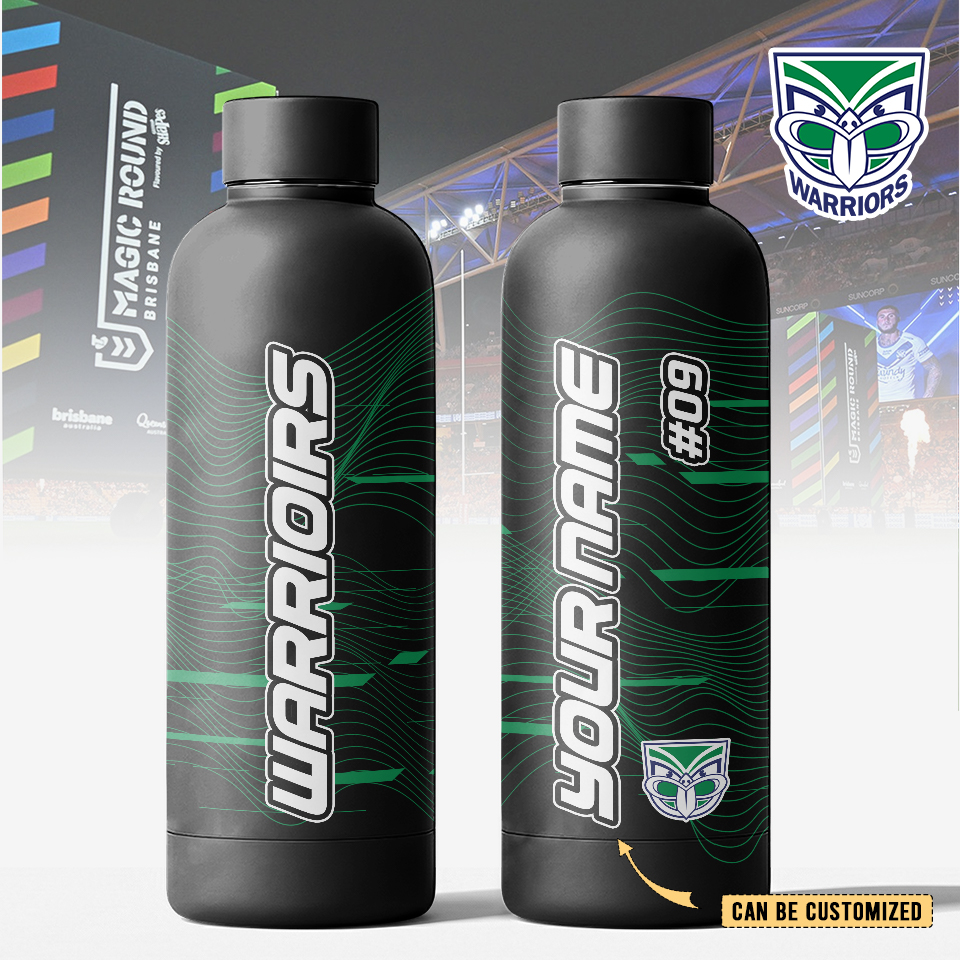 Auspiritmerch New Zealand Warriors Personalized Metal Water Bottle Gift For Fans