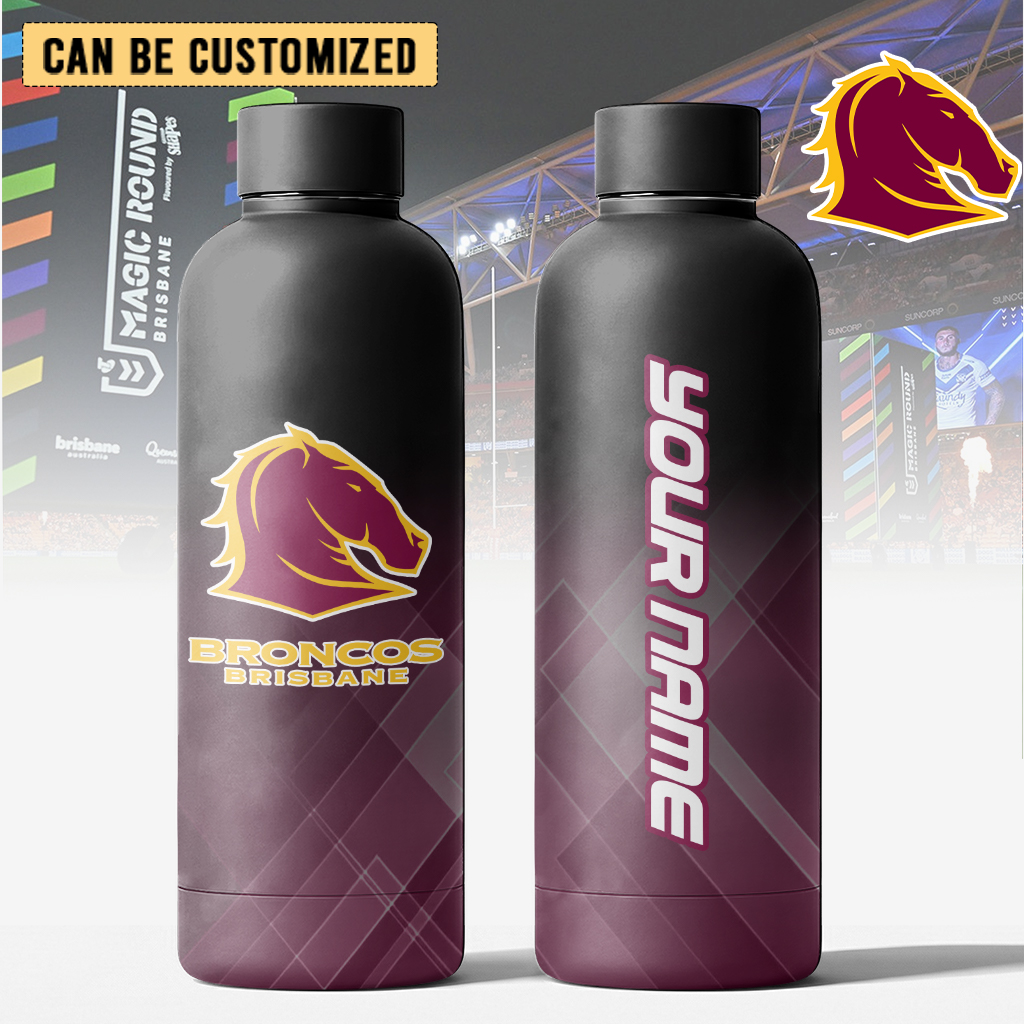 Auspiritmerch Brisbane Broncos Personalized Metal Water Bottle Gift For Fans
