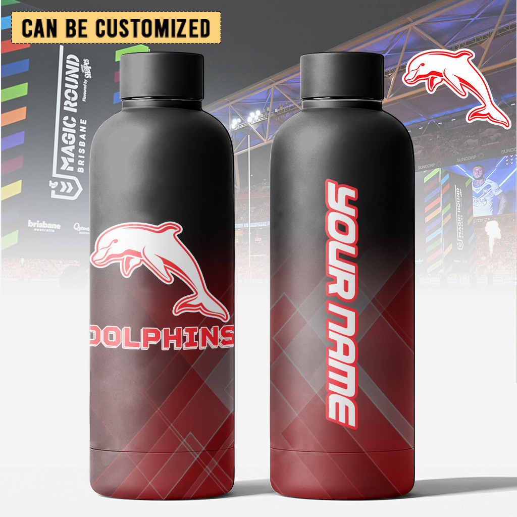 Auspiritmerch Dolphins Personalized Metal Water Bottle Gift For Fans