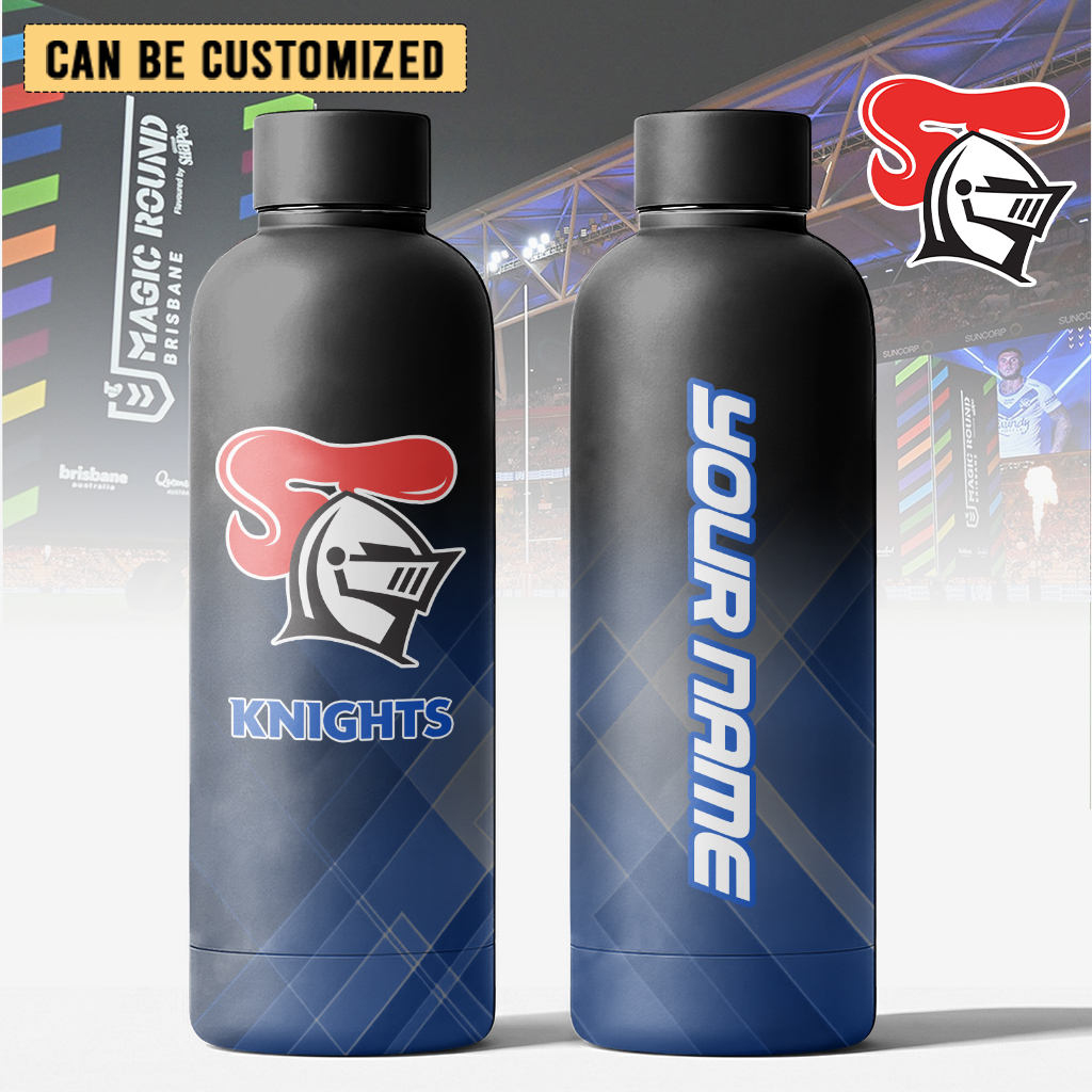 Auspiritmerch Newcastle Knights Personalized Metal Water Bottle Gift For Fans