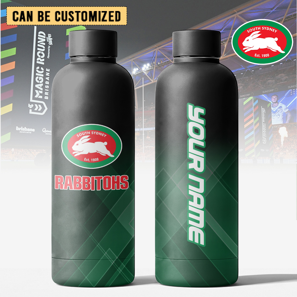 Auspiritmerch South Sydney Rabbitohs Personalized Metal Water Bottle Gift For Fans