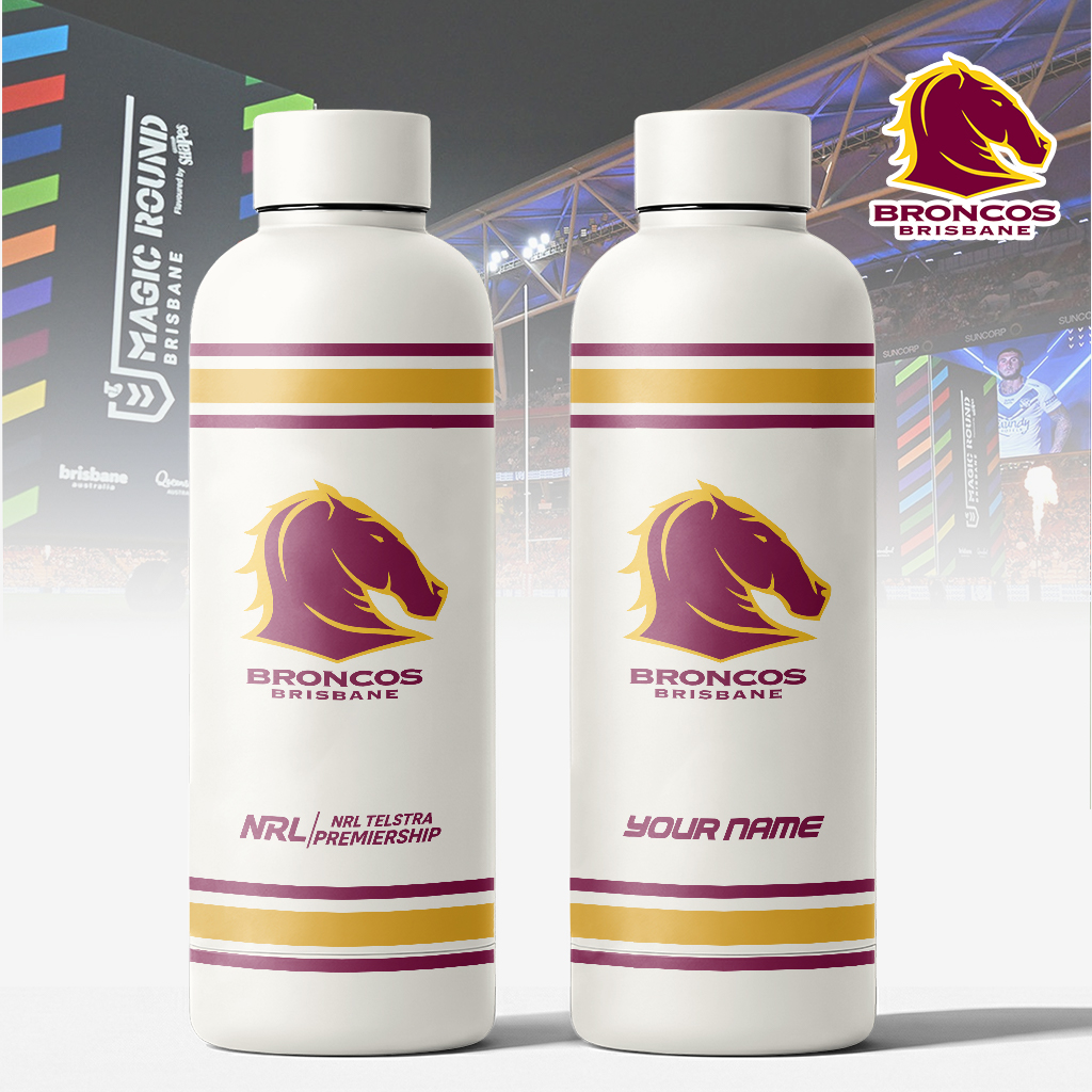 Auspiritmerch Brisbane Broncos Personalized Metal Water Bottle Gift For Fans