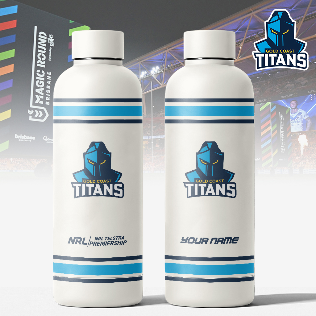 Auspiritmerch Gold Coast Titans Personalized Metal Water Bottle Gift For Fans