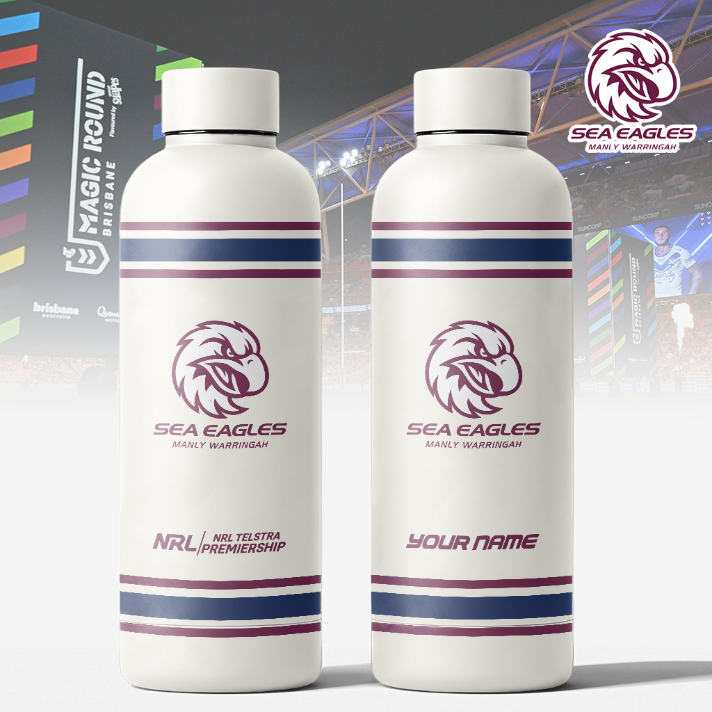 Auspiritmerch Manly Warringah Sea Eagles Personalized Metal Water Bottle Gift For Fans