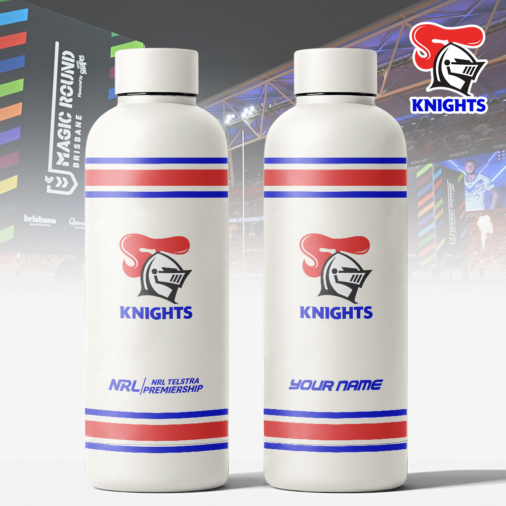 Auspiritmerch Newcastle Knights Personalized Metal Water Bottle Gift For Fans
