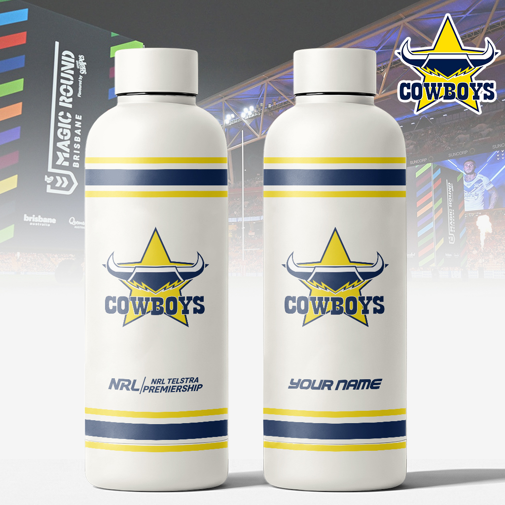 Auspiritmerch North Queensland Cowboys Personalized Metal Water Bottle Gift For Fans
