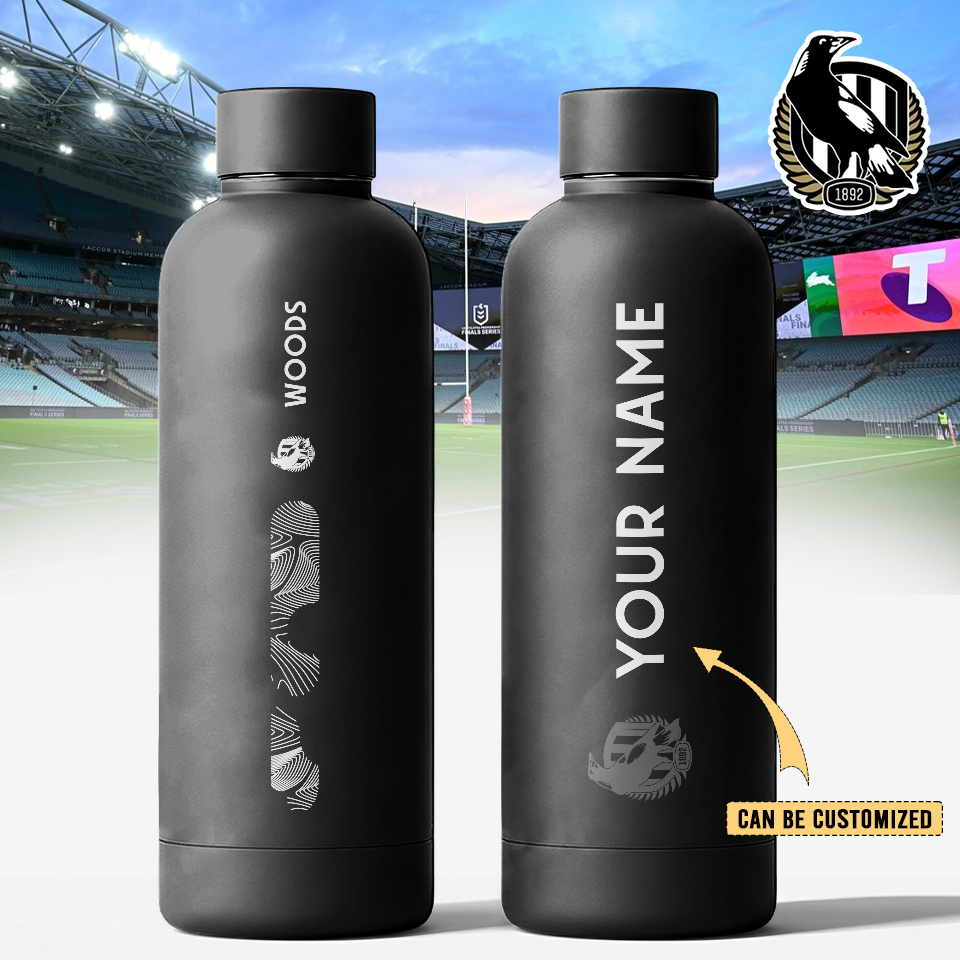 Auspiritmerch Collingwood Magpies Personalized Metal Water Bottle Gift For Fans
