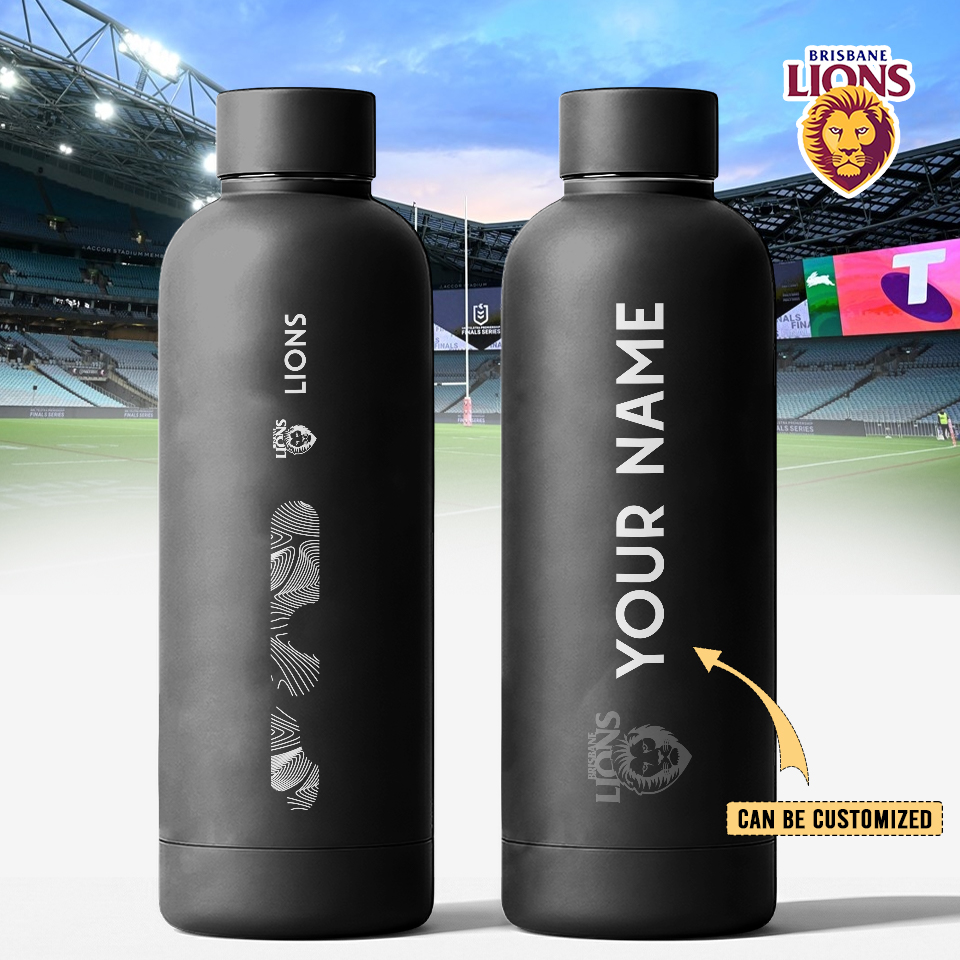 Auspiritmerch Brisbane Lions Personalized Metal Water Bottle Gift For Fans