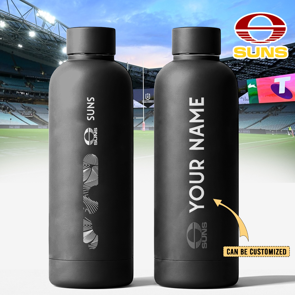 Auspiritmerch Gold Coast Suns Personalized Metal Water Bottle Gift For Fans